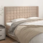 vidaXL Vzglavje z ušesi kapučino 203x16x118/128 cm umetno usnje