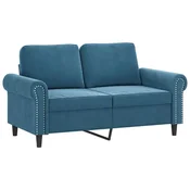 Vidaxl Kavč dvosed moder 120 cm žamet