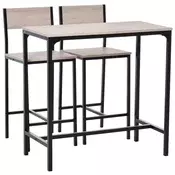Homestar Komplet barskih miz 3-delni 89x45x87 cm naravna in črna