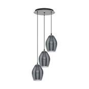 Eglo 39565 - Luster na sajli ESTANYS 3xE27/60W/230V dimno staklo