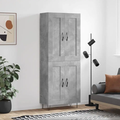 Greatstore Visoka komoda betonsko siva 69,5x34x180 cm inženirski les