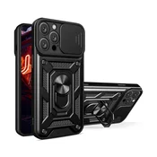 Maska za iPhone 18 Pro / 17 Pro, MaxMobile TPU Anti-Shock s prstenom II, crna