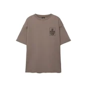 Pull&Bear Majica TAKE A LOOK rjava/črna/bela