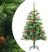Vidaxl Umetna novoletna jelka s storži in jagodami 150 cm