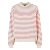 Womens Oversized Striped Sweatshirt - Pink/Cream