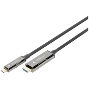 DIGITUS Digitus HDMI/USB-C® priključni kabel HDMI-A vtič\, USB-C® vtič 15 m črna AK-330150-150-S pozlačeni konektorji HDMI kabel, (20519033)