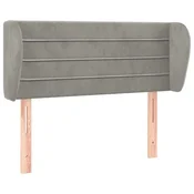 Vidaxl Vzglavje z ušesi svetlo sivo 93x23x78/88 cm žamet
