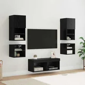 TV zidne jedinice 8 pcs Crni hrast Konstruirano drvo
