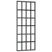 Vidaxl Drsna vrata ESG steklo in aluminij 76x205 cm črna