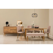 HANAH HOME Vina 03 0900 Atlantic Pine Stone (Produžni trpezarijski sto, stolice i konzola set (7 komada)