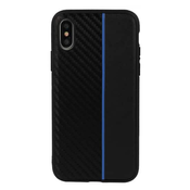 MOTO CARBON MASKA ZA SAMSUNG GALAXY A6 2018 ČRNA Z MODRIM TRAKOM