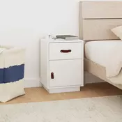 Vidaxl vidaXL Nočna omarica bela 40x34x55 cm masivni borov les