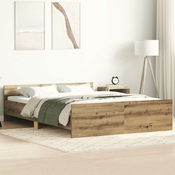 vidaXL Posteljni okvir brez vzmetnice artisian hrast 150x200 cm