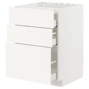 METOD / MAXIMERA Pod.elem.grej.ploca/3front/3fiok, bela/Vallstena bela, 60x60 cm