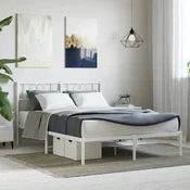 shumee vidaXL Kovinski posteljni okvir z vzglavjem bel 140x190 cm