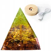 shumee Piramidasti ORGONIT + LED PODSTAVEK ZA SVETILKO 5cm KRISTALNI KAMNI AMULET 5cm HX02