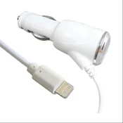 Avtomobilski polnilec za telefone Apple iPhone/iPod, priključek Lightning, bel, 2A