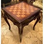 Casa Padrino baroque side table with chess & backgammon playing surface dark brown/brown/brass 60 x 60 x H. 71 cm - Antique style furniture - Baroque furniture - Noble & Magnificent