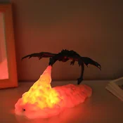 Dardanar Nočna lučka 3D tiskanje ogenj bruhajoči zmaj nočna lučka kreativna dihalna lučka za dom LED polnilna namizna svetilka dekoracija doma, (21199902)