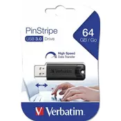 USB STICK VERBATIM 3.0 #49318 64GB PINSTRIPE BLACK