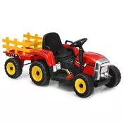 Northix 3-stopenjski otroški traktor 12V s snemljivo prikolico, rdeč, 30 kg