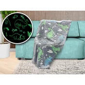 Svjetleca deka od mikroflanela DINO 150x200 cm siva