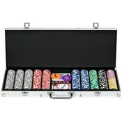 Homestar Komplet za poker 500 žetonov 56x235x65 cm srebrna