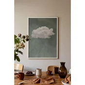 WallXpert uramljena slika 115205, beli oblak na sivozelenoj pozadini, 50 x 70 cm, beli ram