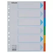 Registar, karton, A4, 6-dijelni, s prednjom koricom za pisanje, ESSELTE Standard, obojeni 100192