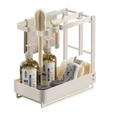 Nikcorp Organizator za pomivalno korito bel | Držalo za gobice in krpe iz nerjavečega jekla s pladnjem za odcejanje 24x14x24 cm