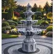 Casa Padrino Baroque Fountain Lily Gray A� 89 x H. 172 cm - Garden Decorative Fountain