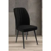 Hanah Home set trpezarijskih stolica Platinum 8 kom, crna tkanina Jerry, crne metalne noge