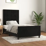 shumee vidaXL Posteljni okvir brez vzmetnice, črn, 100x200 cm, žamet