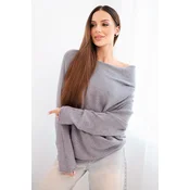 Kesi Włoski Womens viscose batwing asymmetrical sweater gray