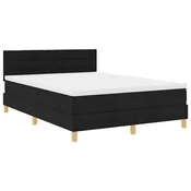 LED Box Spring Krevet s LED trakama Crna 140 x 190 cm tkanina