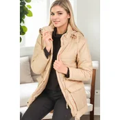 Z6703 DEWBERRY WOMENS COAT-BEIGE-2