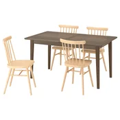 SKANSNÄS/HÖGVED Miza in 4 stoli, rjava bukev/brezov furnir, 150/205 cm
