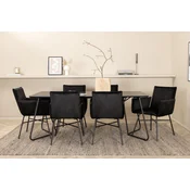 Venture Design Jedilna miza in stol komplet Petra miza 75x190x90 cm stol 60x87x57 cm črna