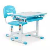 oneConcept Tommi, pisaci stol za djecu, dvodjelni set, stol, stolica, visinski podesiv, plava boja