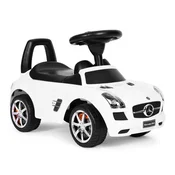 Mercedes SLS potisni majhen avtomobil bele barve