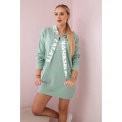Oversize dark mint hooded dress
