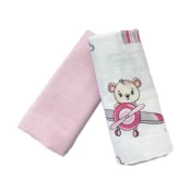 Deksi Muslin tetra pelene Meda na mesecu roze 80x80cm ( 3895 )