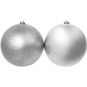 Eurolamp Božicni ukrasi plasticne srebrne kuglice, 20 cm, set od 2 kom