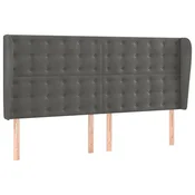 Vidaxl Vzglavje z ušesi temno sivo 163x23x118/128 cm žamet