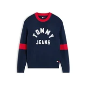 Tommy Jeans Pulover New Classics temno modra/živo rdeča/bela