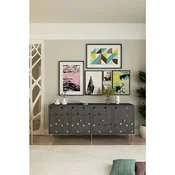 Hanah Home komoda Moka 180, 180 cm, antracit / zlatna