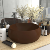 vidaXL Razkošen umivalnik okrogel mat temno rjav 40x15 cm keramičen