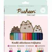 shumee Trikotni barvni svinčniki, 18 barv. Pusheen.