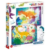 Clementoni Puzzle Zabavni dinozavri 2x20 kosov