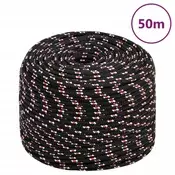 Vidaxl vidaXL Jadralna vrv, črna, 6 mm, 50 m, polipropilen